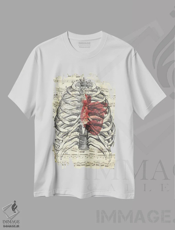 تیشرت سفید طرح دار ضربان قلب، مدیوم اثر کیکی سی لندن | immage.ir