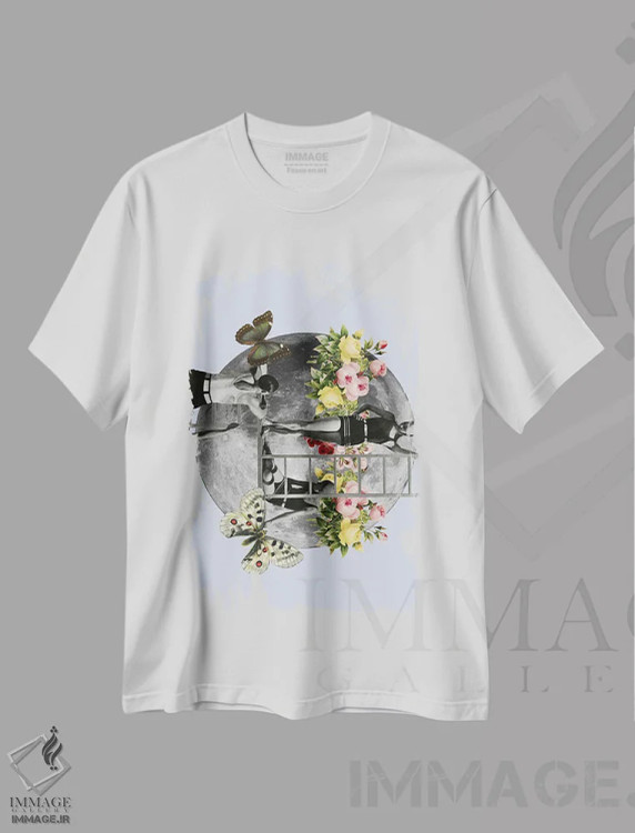 تیشرت سفید طرح دار ماه مقدس، عکاسی ترکیبی اثر کیکی سی لندن | فروشگاه ایماژ