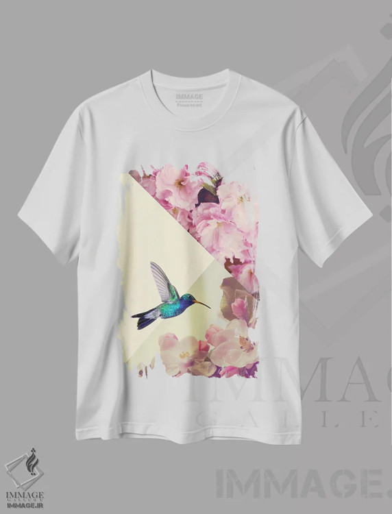 تیشرت سفید طرح دار مرغ مگس عاشق، مدیوم اثر کیکی سی لندن | immage.ir