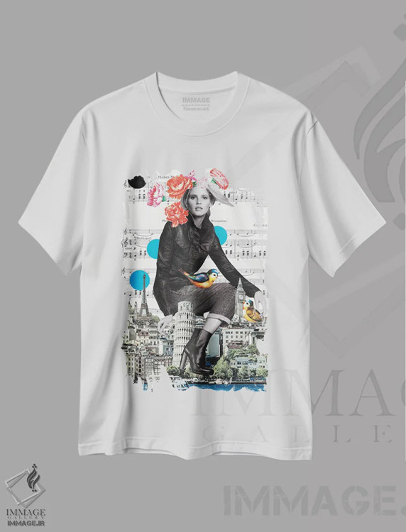 تیشرت سفید طرح دار راه مرا روشن کن، عکاسی ترکیبی اثر کیکی سی لندن | فروشگاه ایماژ