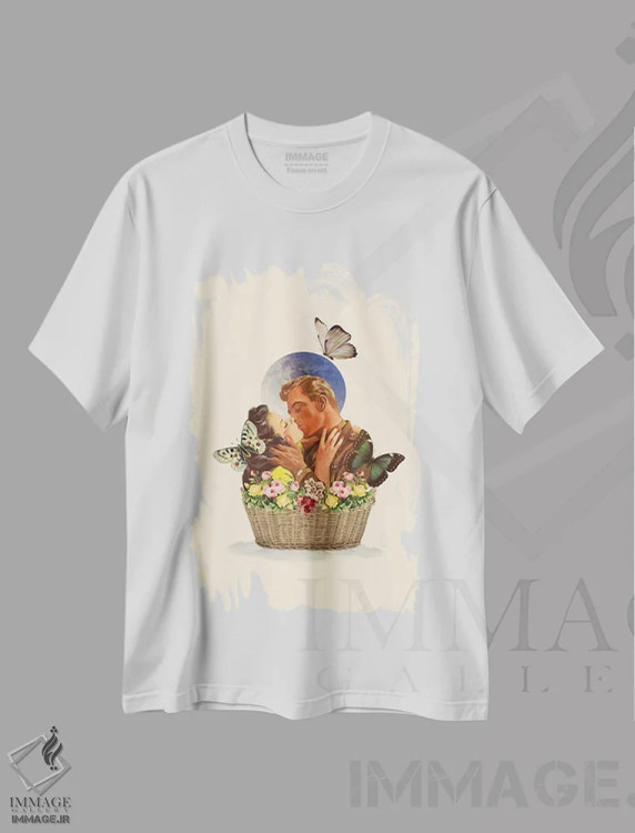 تیشرت سفید طرح دار سبد عشق، مدیوم اثر کیکی سی لندن | immage.ir
