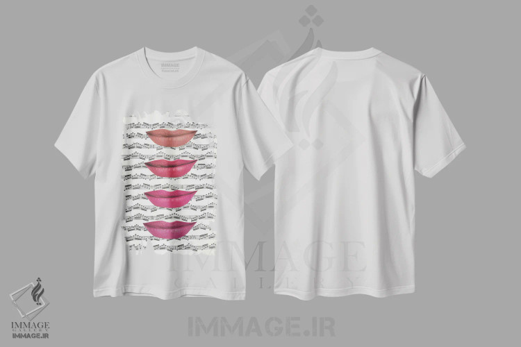 تیشرت سفید طرح دار بوسیدن موسیقی، مدیوم اثر کیکی سی لندن | immage.ir