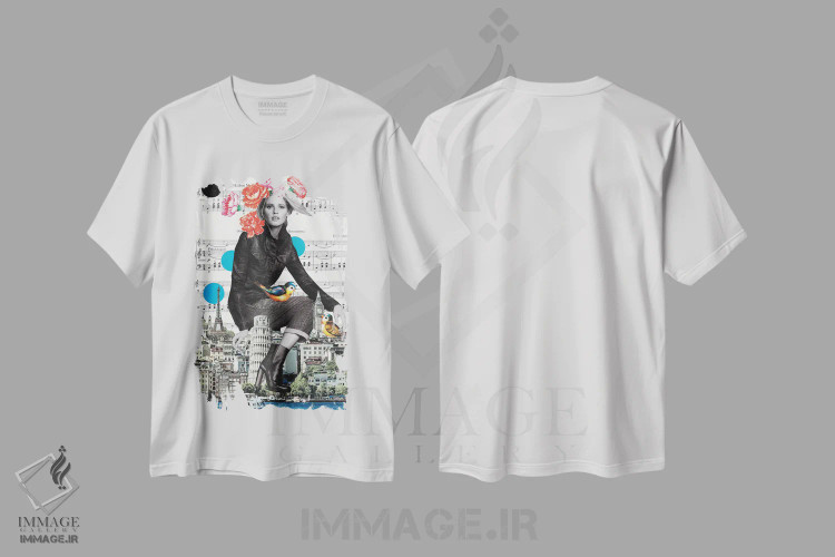 تیشرت سفید طرح دار راه مرا روشن کن، عکاسی ترکیبی اثر کیکی سی لندن | فروشگاه ایماژ