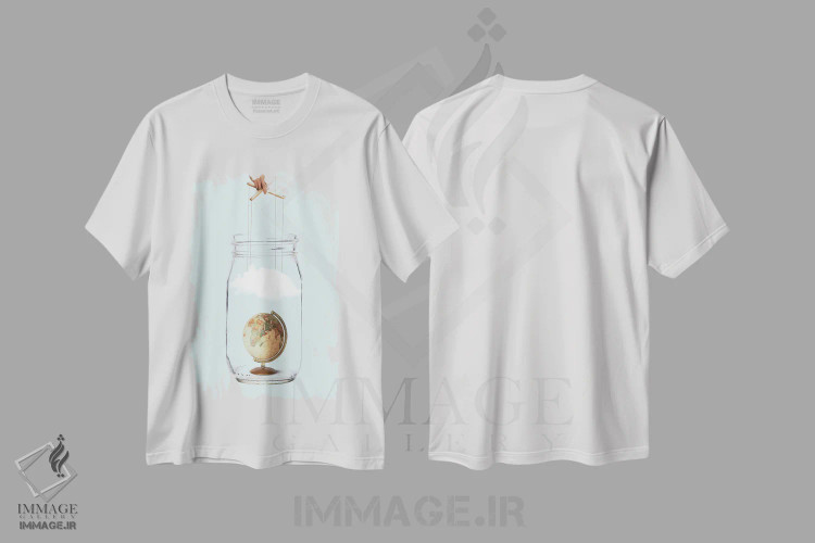 تیشرت سفید طرح دار مثل یک ماپت، عکاسی ترکیبی اثر کیکی سی لندن | فروشگاه ایماژ