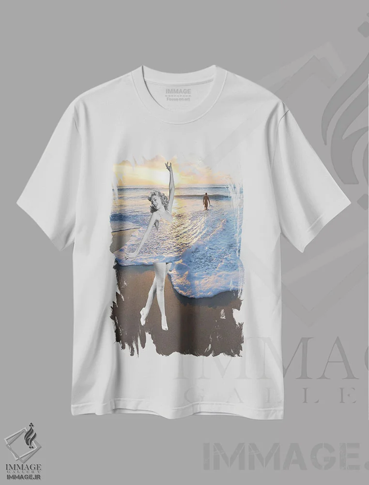 تیشرت سفید طرح دار مانند موج، عکاسی ترکیبی اثر کیکی سی لندن | immage.ir