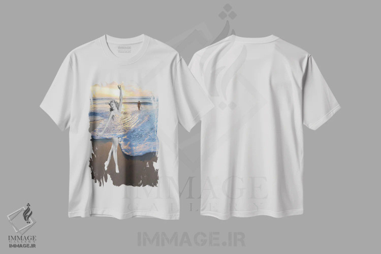تیشرت سفید طرح دار مانند موج، عکاسی ترکیبی اثر کیکی سی لندن | immage.ir