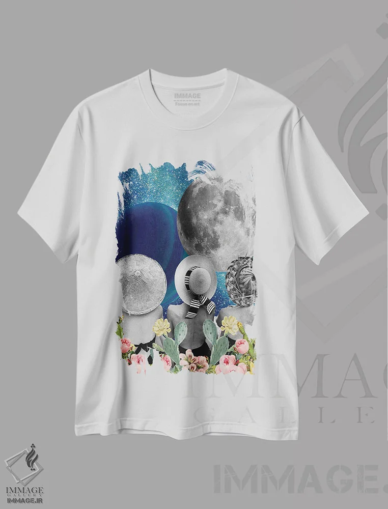 تیشرت سفید طرح دار حمام مهتاب، عکاسی ترکیبی اثر کیکی سی لندن | immage.ir