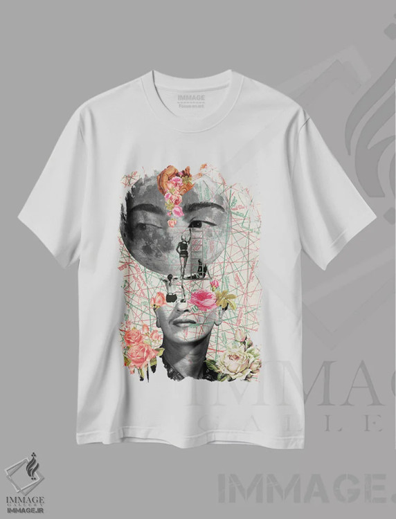 تیشرت سفید طرح دار الهام بخش من I، عکاسی ترکیبی اثر کیکی سی لندن | فروشگاه ایماژ