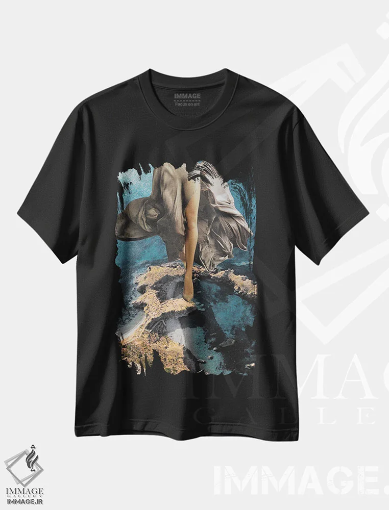 تیشرت مشکی طرح دار جذاب باش، عکاسی ترکیبی اثر کیکی سی لندن | فروشگاه ایماژ