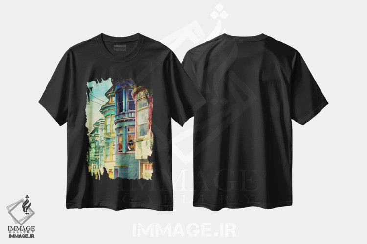 تیشرت مشکی طرح دار پشت پنجره، عکاسی ترکیبی اثر کیکی سی لندن | immage.ir