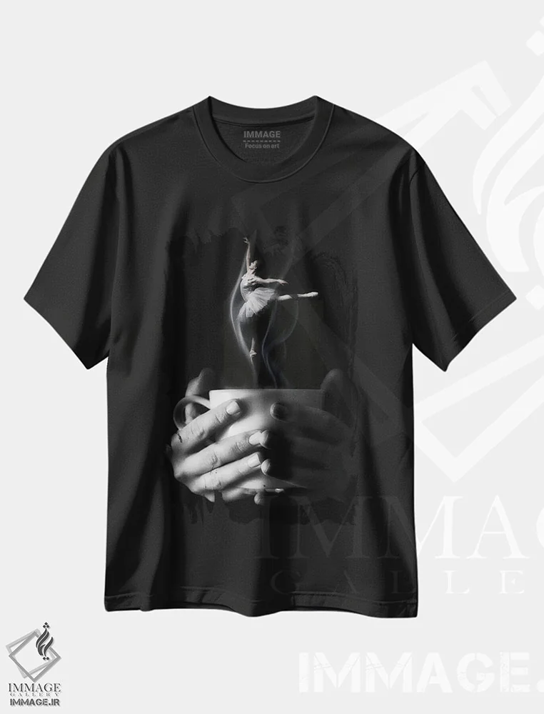 تیشرت مشکی طرح دار جوهره، عکاسی ترکیبی اثر کیکی سی لندن | فروشگاه ایماژ