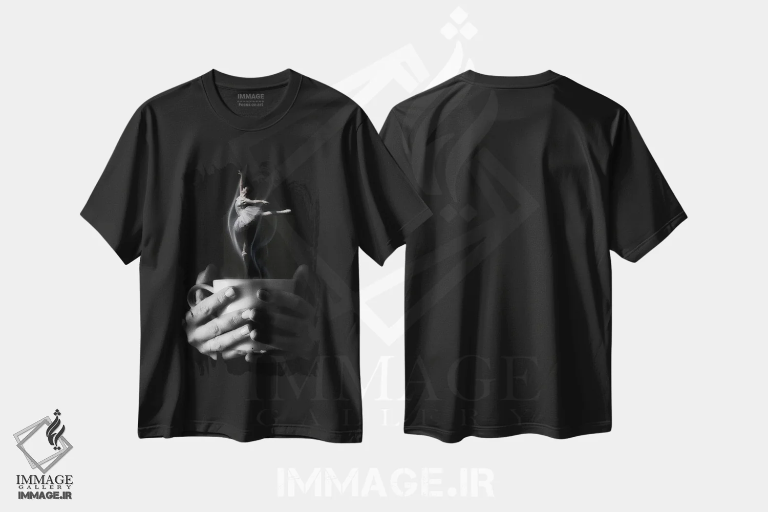 تیشرت مشکی طرح دار جوهره، عکاسی ترکیبی اثر کیکی سی لندن | فروشگاه ایماژ