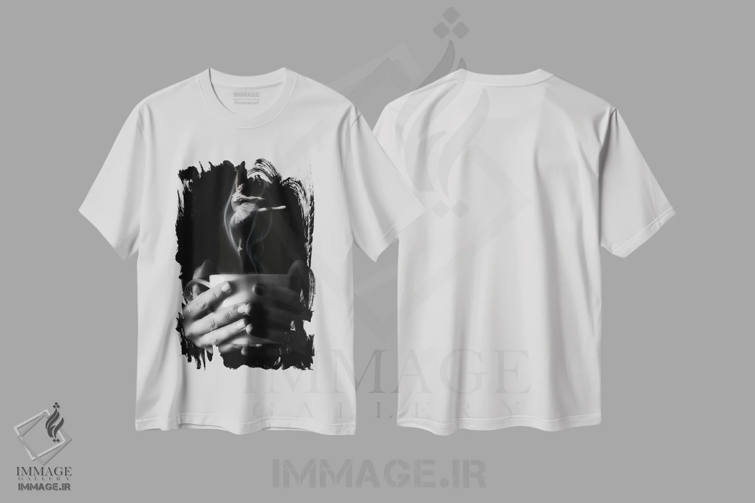 تیشرت سفید طرح دار جوهره، عکاسی ترکیبی اثر کیکی سی لندن | immage.ir