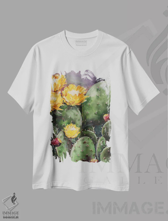 تیشرت سفید طرح دار انجیر تیغی، هنر فاخر معاصر اثر کریستین کاینر | immage.ir