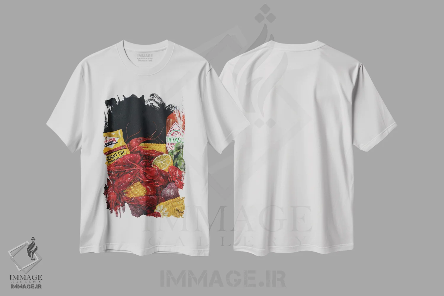 تیشرت سفید طرح دار خرچنگ پخته لوییزیانا، مدیوم اثر کریستین کاینر | immage.ir