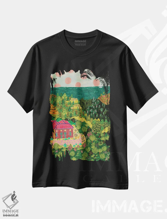تیشرت مشکی طرح دار در راه ساحل، دکور ساحلی اثر کارتیکا پارامیتا | immage.ir