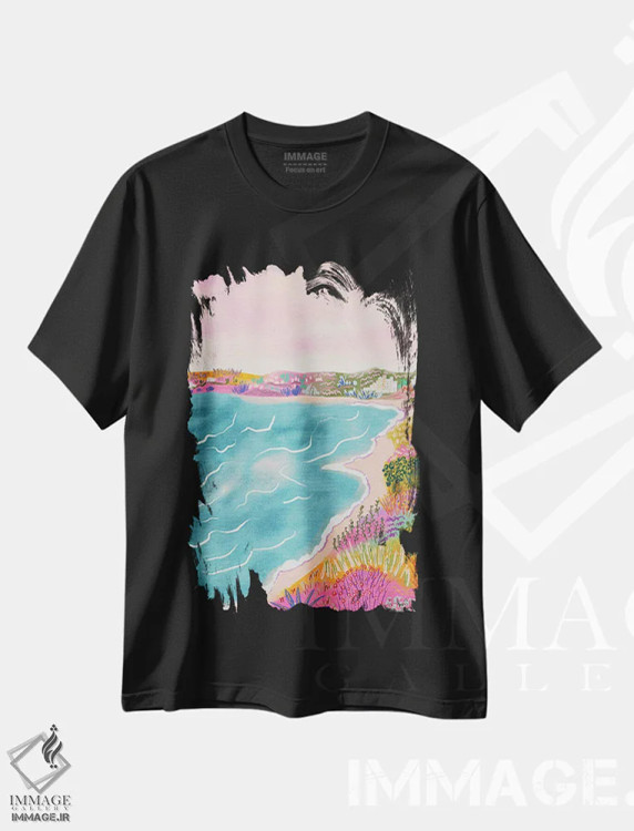 تیشرت مشکی طرح دار منظره دریا، دکور ساحلی اثر کارتیکا پارامیتا | immage.ir