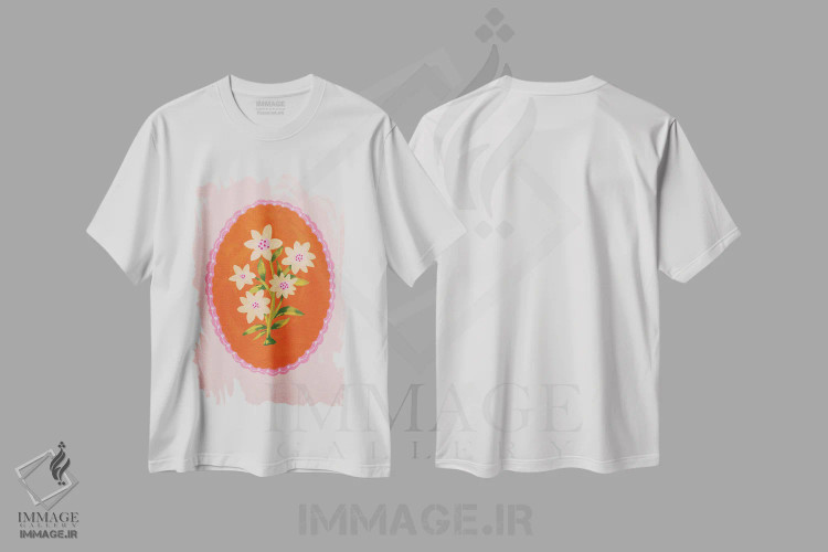 تیشرت سفید طرح دار گل وحشی در قاب، تزئینی اثر کارتیکا پارامیتا | immage.ir