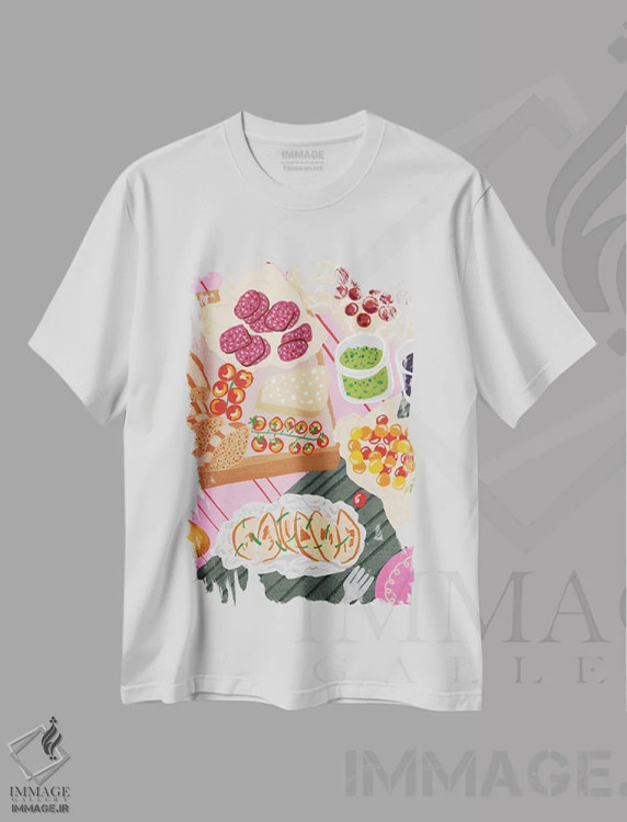 تیشرت سفید طرح دار تخته پذیرایی پیک نیک، مدیوم اثر کارتیکا پارامیتا | immage.ir