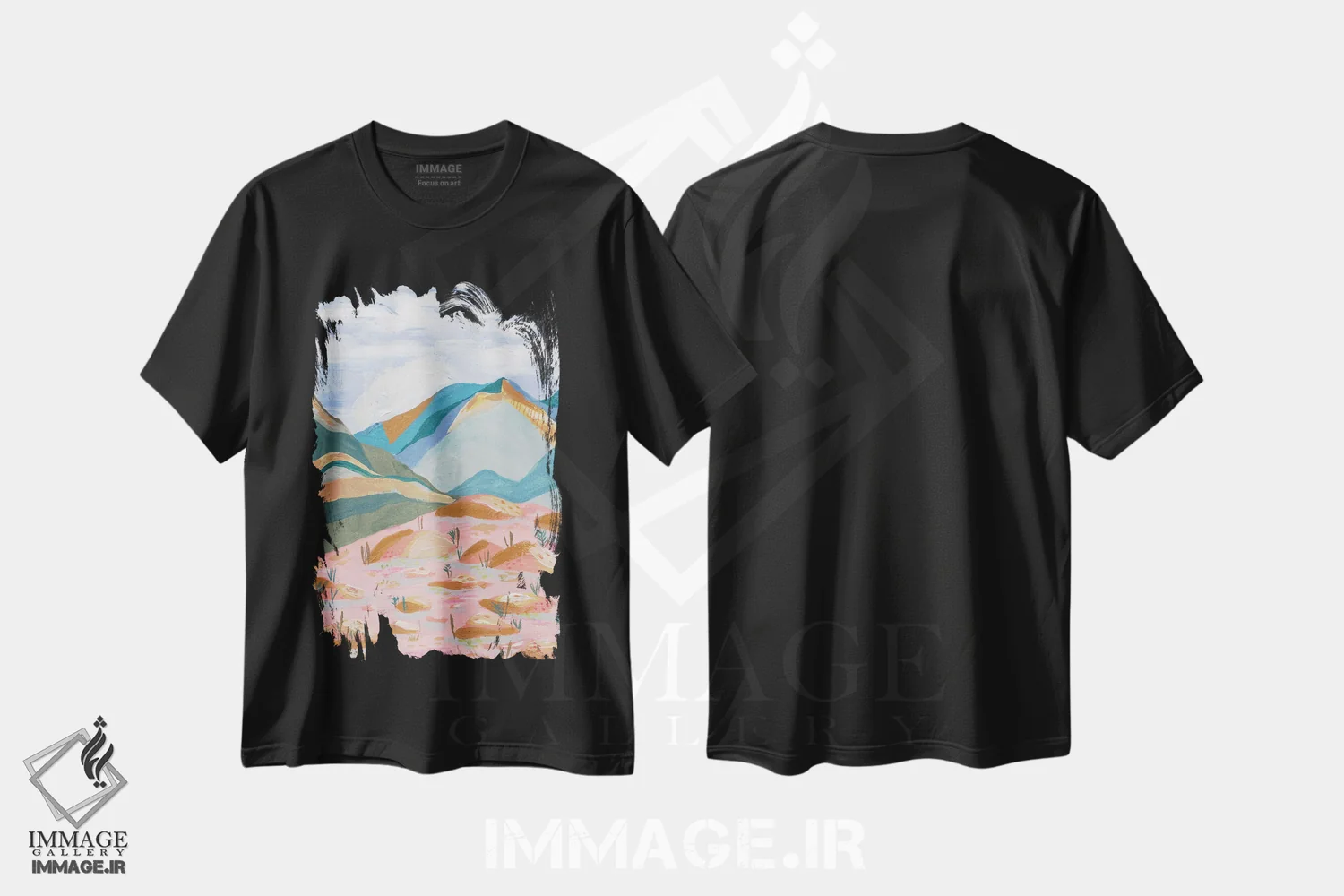 تیشرت مشکی طرح دار سرشار از شادی، دکور بوهمی اثر کارتیکا پارامیتا | فروشگاه ایماژ