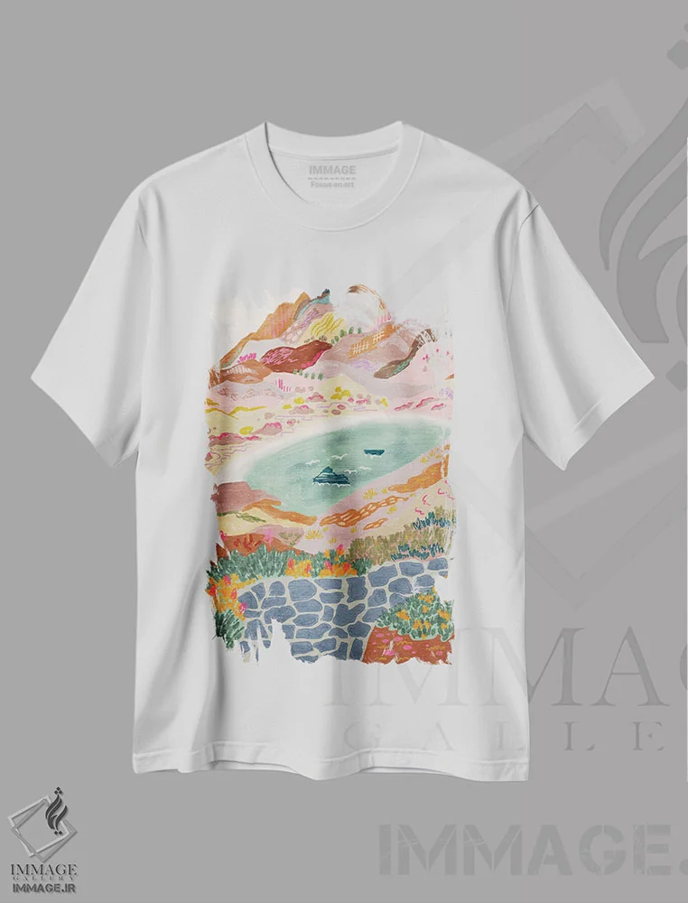 تیشرت سفید طرح دار لابوان باجو، دکور بوهمی اثر کارتیکا پارامیتا | فروشگاه ایماژ
