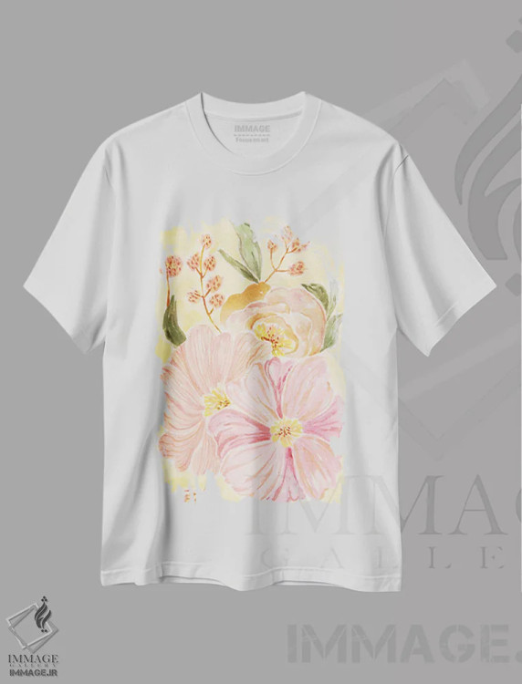 تیشرت سفید طرح دار پاستلیا، دکور معاصر اثر کارتیکا پارامیتا | فروشگاه ایماژ