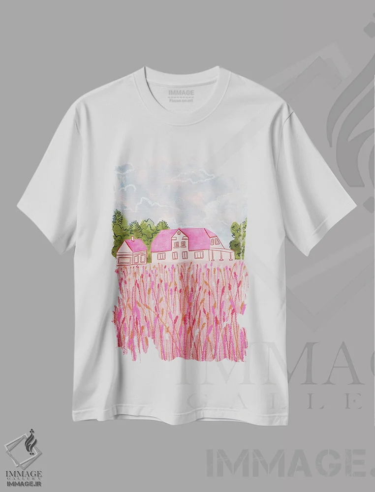 تیشرت سفید طرح دار خانه حومه شهر، دکور روستایی اثر کارتیکا پارامیتا | immage.ir