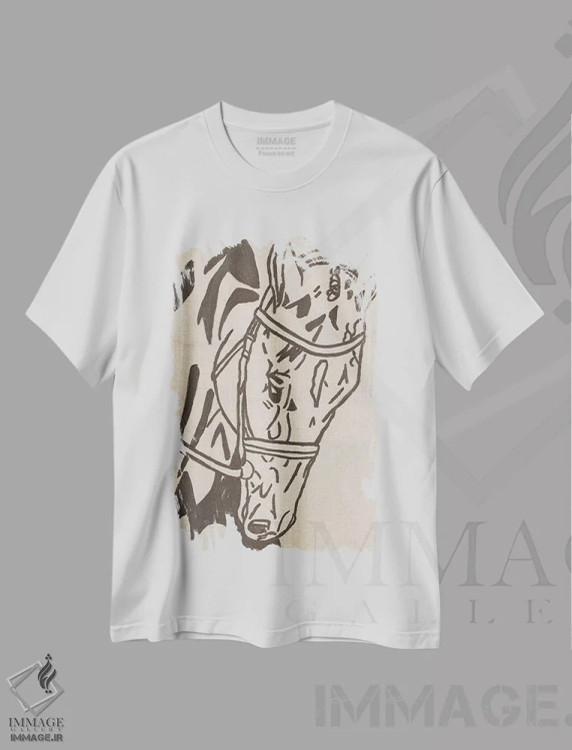تیشرت سفید طرح دار اسب طراحی مزرعه، تزئینی اثر کاتلین برایان | immage.ir