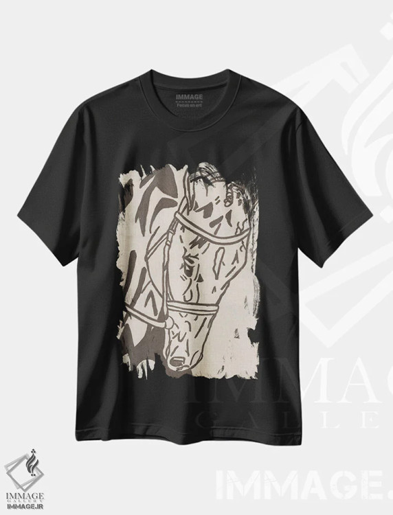 تیشرت مشکی طرح دار اسب طراحی مزرعه، تزئینی اثر کاتلین برایان | فروشگاه ایماژ