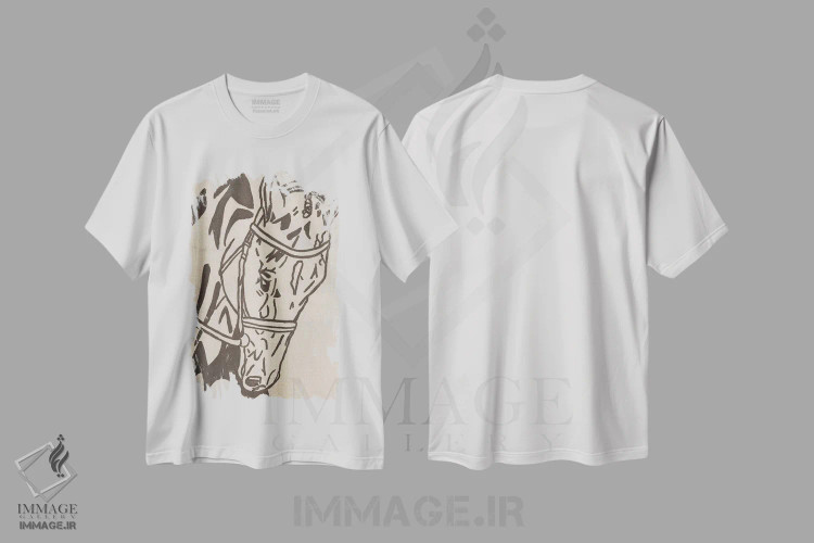 تیشرت سفید طرح دار اسب طراحی مزرعه، تزئینی اثر کاتلین برایان | immage.ir