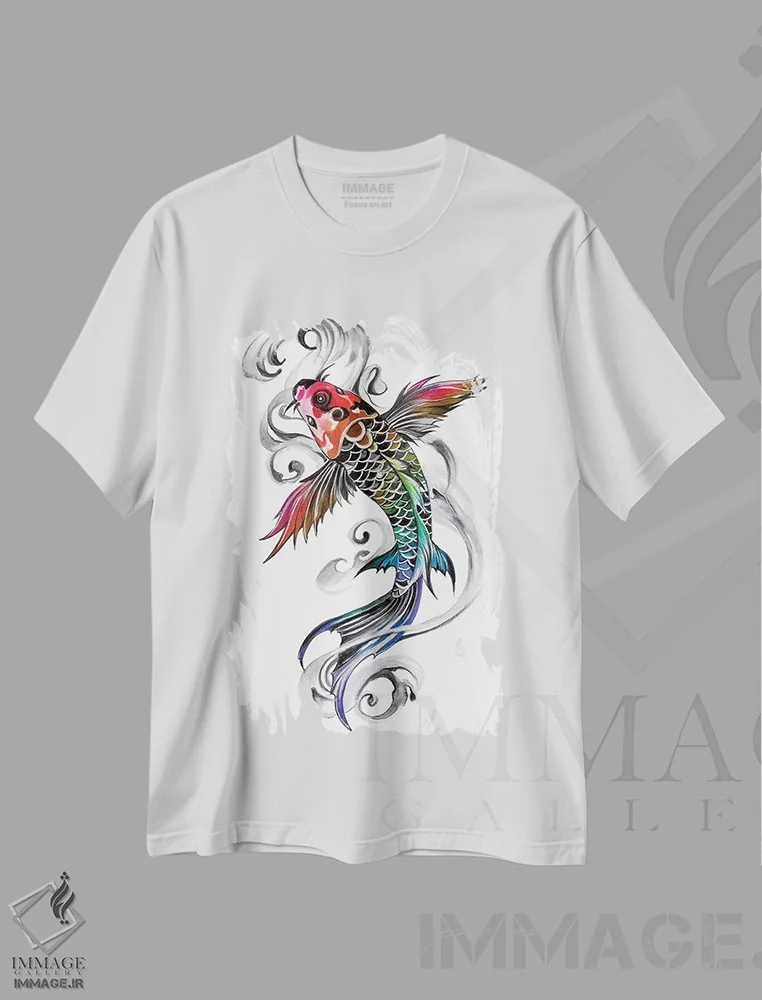 تیشرت سفید طرح دار کوی رنگین کمانی، دکور آسیایی اثر کتی لیپسکامب | immage.ir