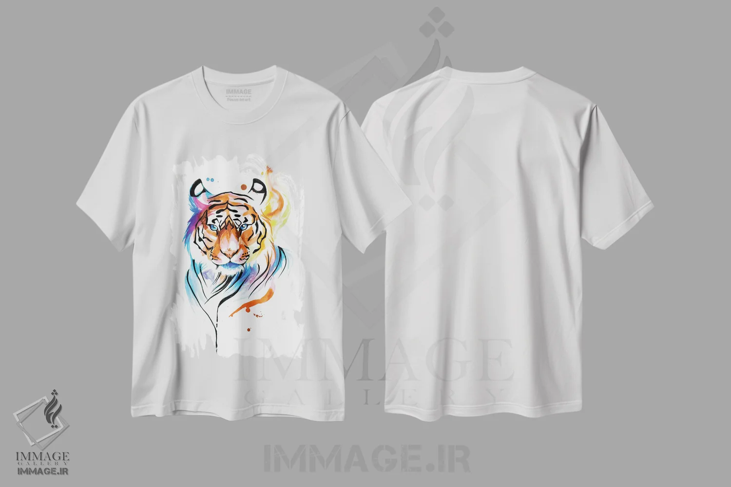 تیشرت سفید طرح دار ببر رنگین کمانی، تزئینی اثر کتی لیپسکامب | immage.ir