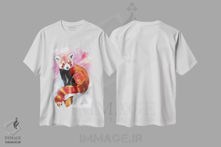 تیشرت سفید طرح دار پاندای قرمز، تزئینی اثر کتی لیپسکامب | فروشگاه ایماژ