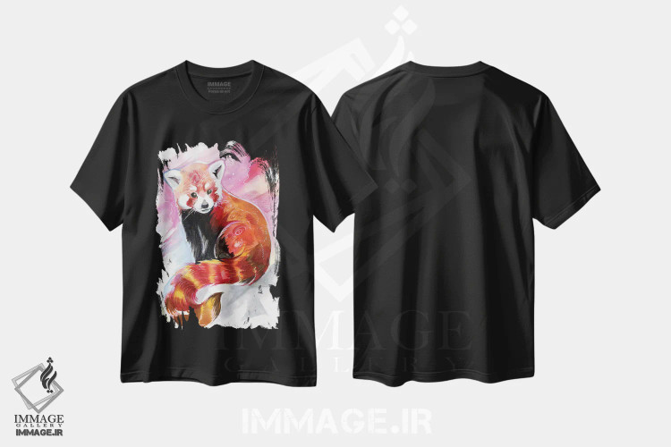 تیشرت مشکی طرح دار پاندای قرمز، تزئینی اثر کتی لیپسکامب | immage.ir