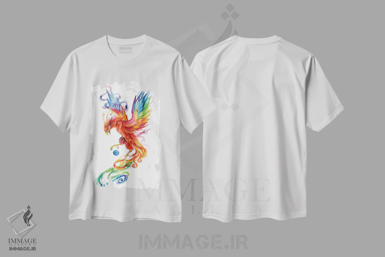 تیشرت سفید طرح دار ققنوس باشکوه، تزئینی اثر کتی لیپسکامب | immage.ir