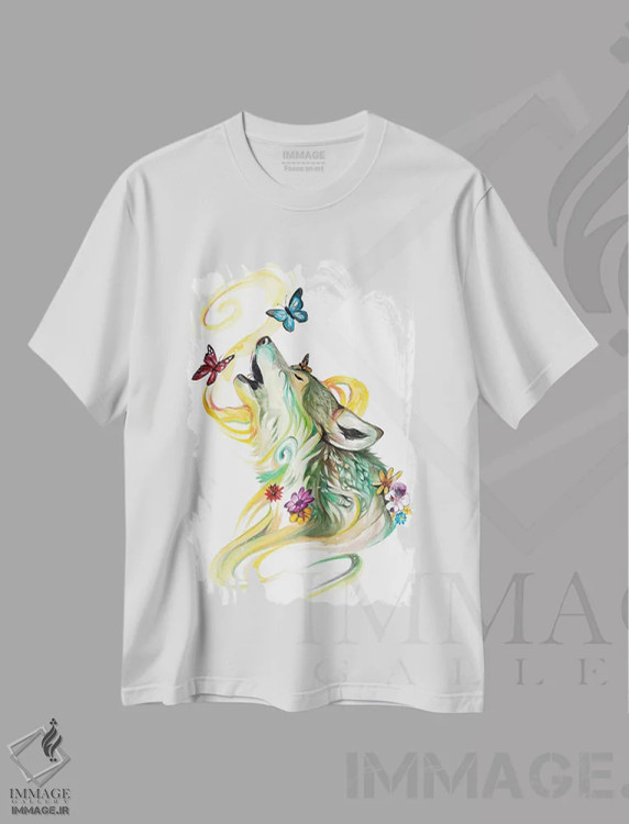 تیشرت سفید طرح دار گرگ فصول، تزئینی اثر کتی لیپسکامب | immage.ir