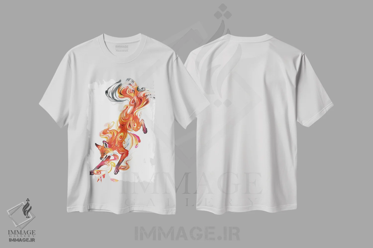 تیشرت سفید طرح دار روباه دودی، تزئینی اثر کتی لیپسکامب | immage.ir