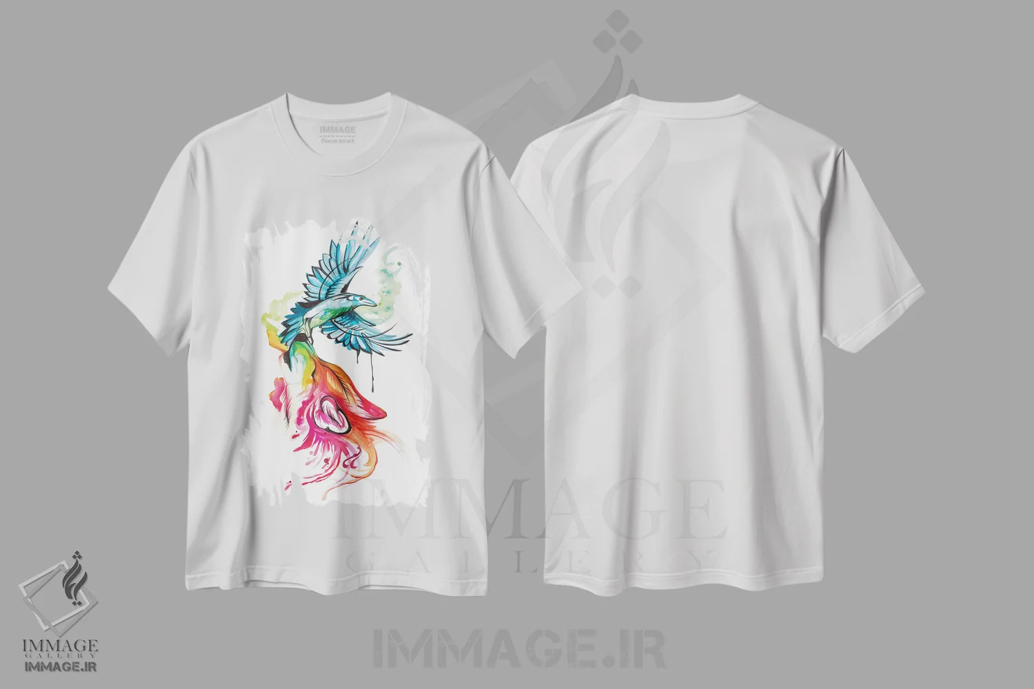 تیشرت سفید طرح دار گرگ و کلاغ، تزئینی اثر کتی لیپسکامب | فروشگاه ایماژ