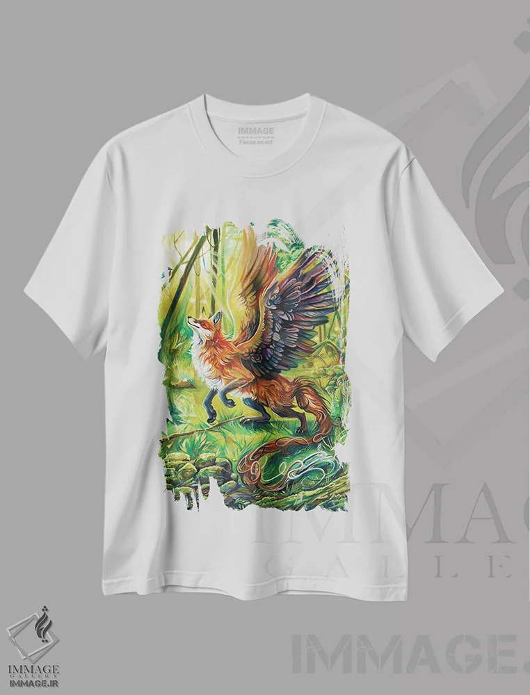 تیشرت سفید طرح دار روباه جنگلی، مدیوم اثر کتی لیپسکامب | فروشگاه ایماژ