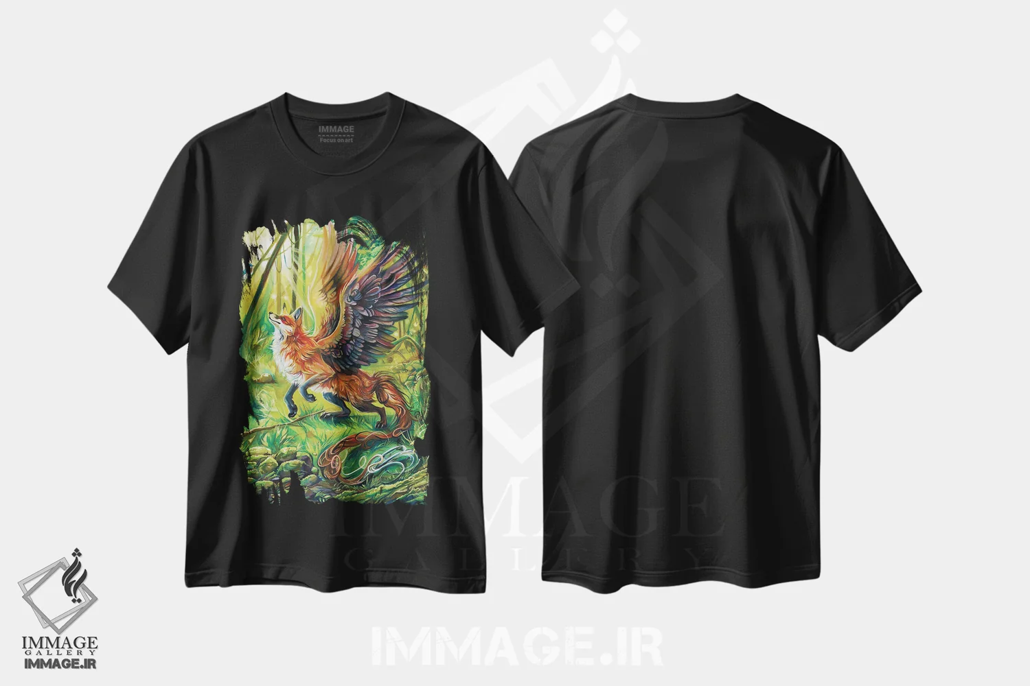 تیشرت مشکی طرح دار روباه جنگلی، مدیوم اثر کتی لیپسکامب | immage.ir