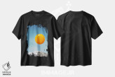 تیشرت مشکی طرح دار طلوع خورشید، تزئینی اثر کیکی سی لندن | immage.ir