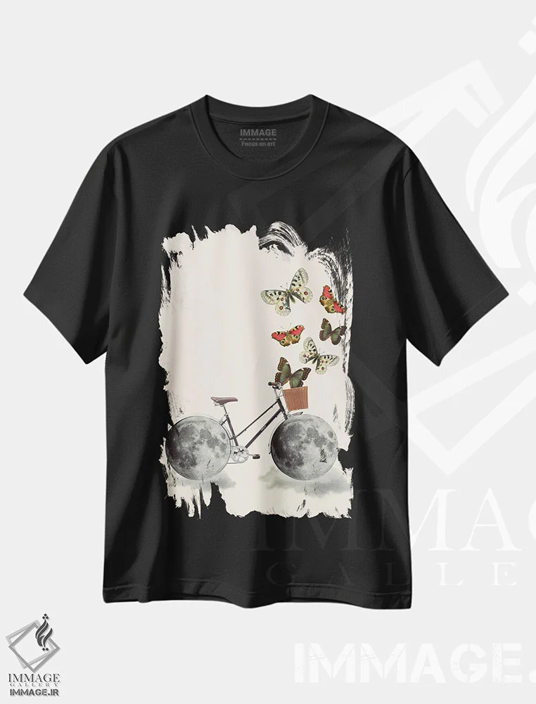 تیشرت مشکی طرح دار برو سفر، تزئینی اثر کیکی سی لندن | فروشگاه ایماژ