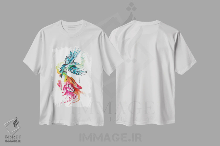 تیشرت سفید طرح دار گرگ و کلاغ، تزئینی اثر کتی لیپسکامب | فروشگاه ایماژ
