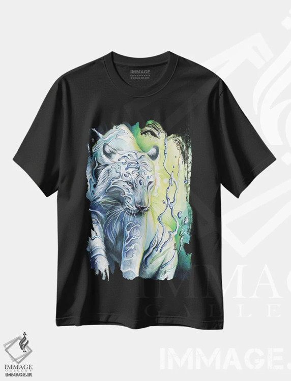 تیشرت مشکی طرح دار روح ببر آبی، تزئینی اثر کتی لیپسکامب | immage.ir