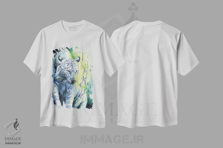 تیشرت سفید طرح دار روح ببر آبی، تزئینی اثر کتی لیپسکامب | فروشگاه ایماژ