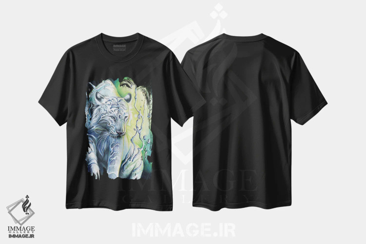 تیشرت مشکی طرح دار روح ببر آبی، تزئینی اثر کتی لیپسکامب | immage.ir