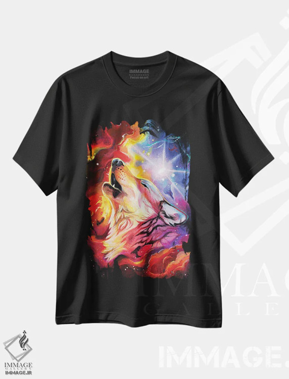 تیشرت مشکی طرح دار گرگ کهکشانی، مدیوم اثر کتی لیپسکامب | فروشگاه ایماژ