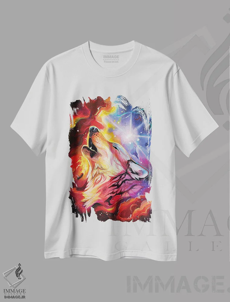 تیشرت سفید طرح دار گرگ کهکشانی، مدیوم اثر کتی لیپسکامب | immage.ir
