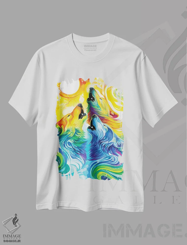 تیشرت سفید طرح دار سه تایی گرگ زوزه کش، مدیوم اثر کتی لیپسکامب | فروشگاه ایماژ