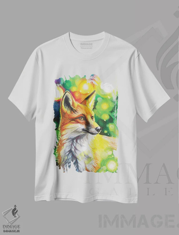 تیشرت سفید طرح دار روباه آفتابی، مدیوم اثر کتی لیپسکامب | immage.ir